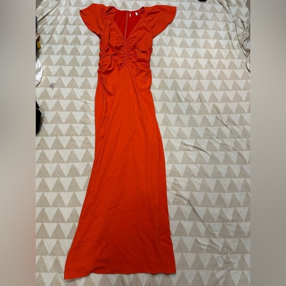 Tanya Taylor Orange vneck flutter sleeve maxi dress - Picture 2 of 5